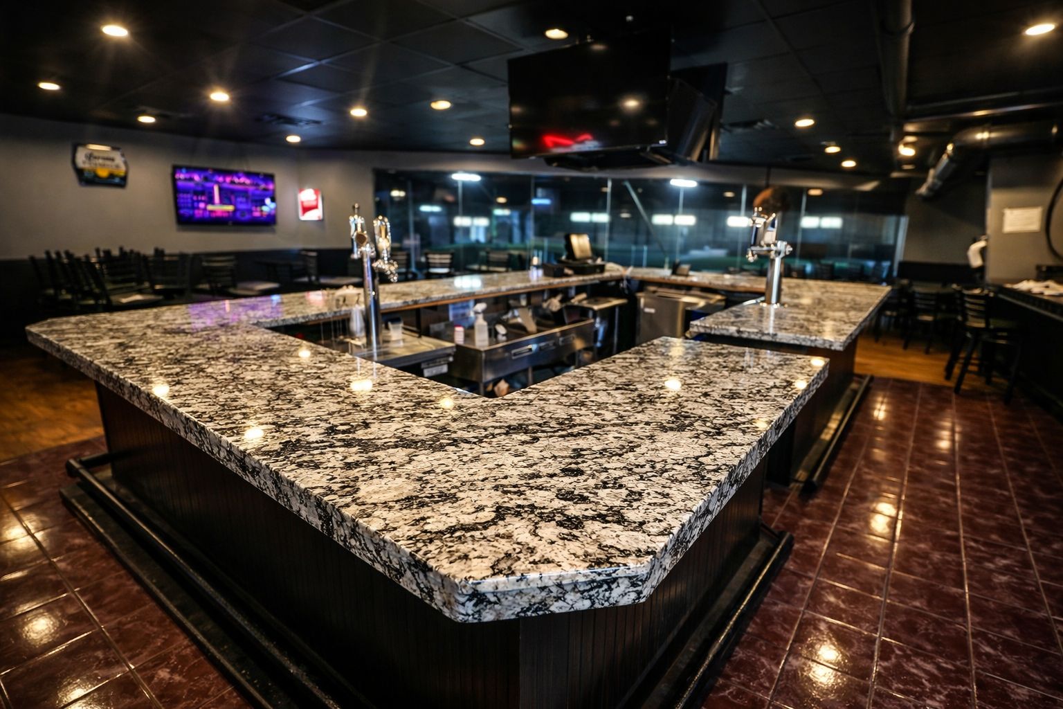 A completed granite bar countertop in Acton from the Dream Stoneworks portfolio.