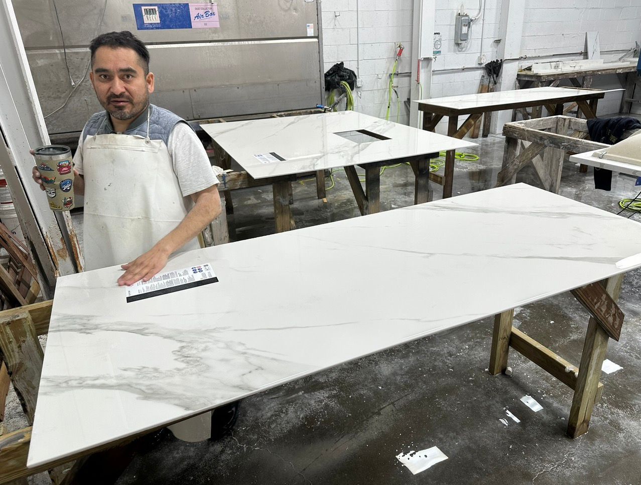 Dream Stoneworks fabricator in the Hudson Massachusetts fabrication shop