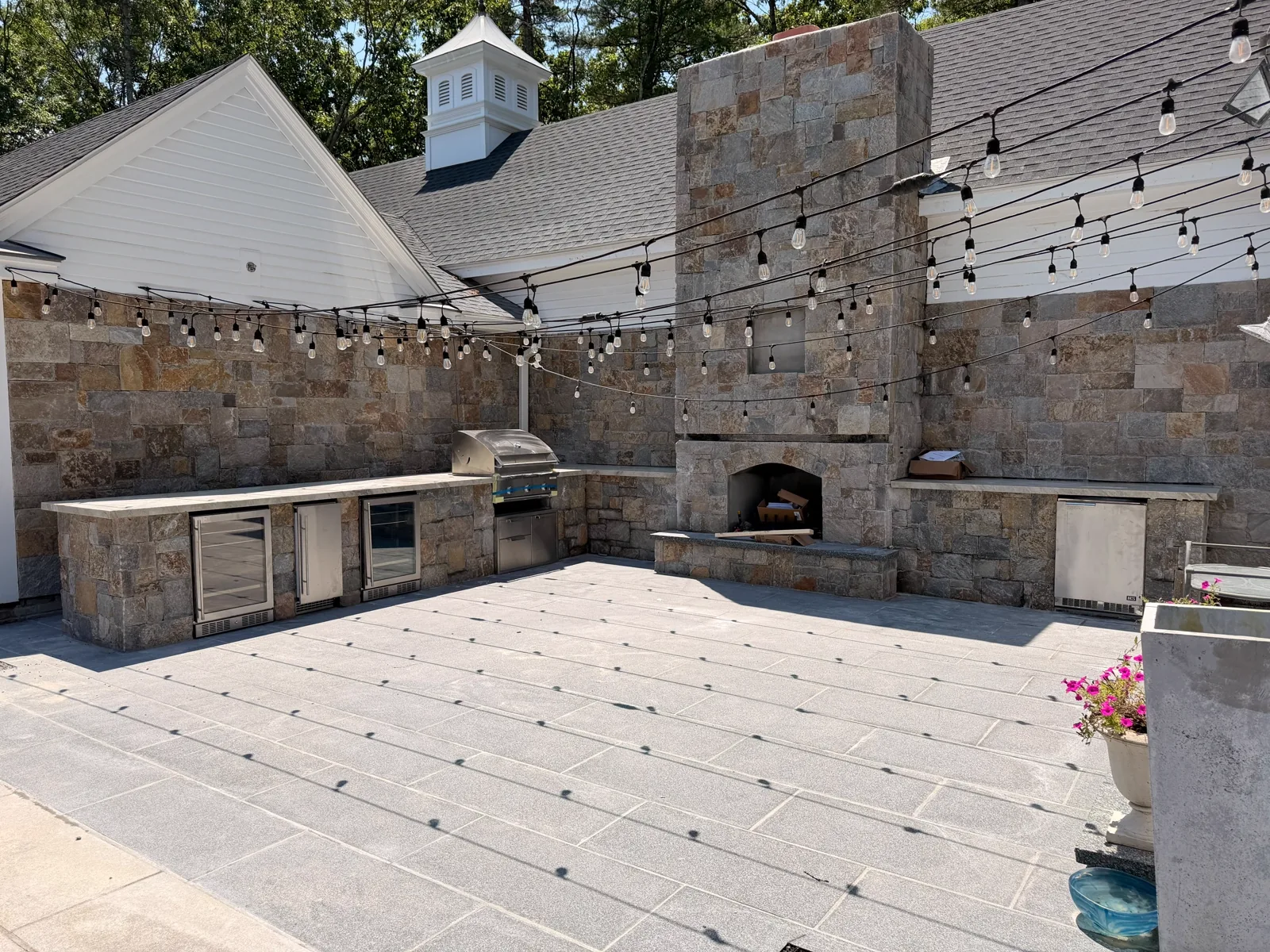Taj Mahal Quartzite outdoor kitchen countertops in Concord MA
