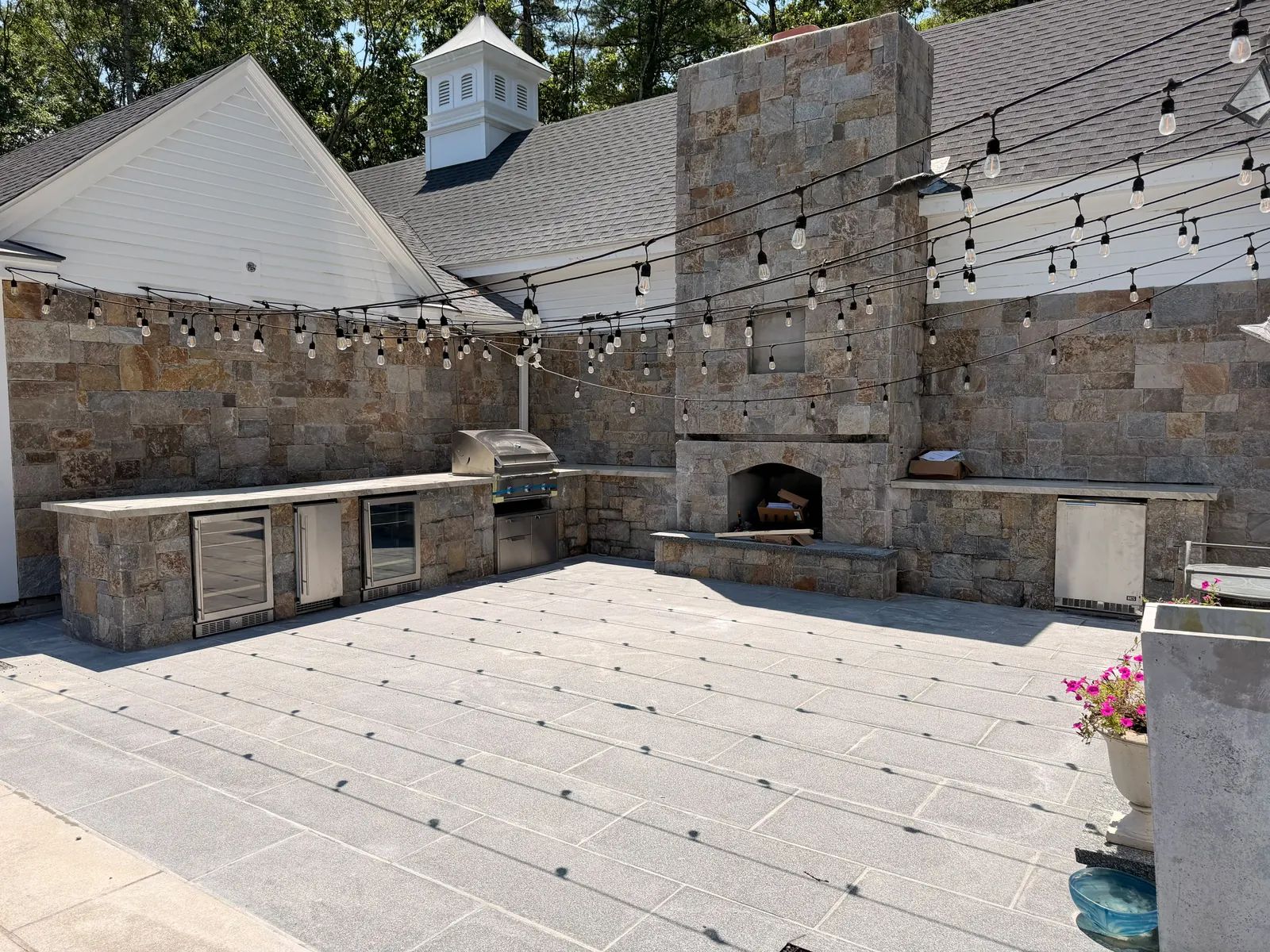 Taj Mahal Quartzite outdoor kitchen countertops in Concord Massachusetts